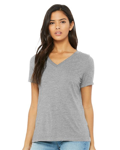 4195 Womens Relaxed Heather CVC V Neck Tee