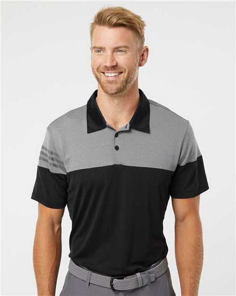 Adidas - A213 - Heathered 3-Stripes Colorblocked Polo