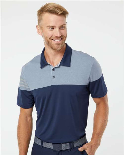 Adidas - A213 - Heathered 3-Stripes Colorblocked Polo