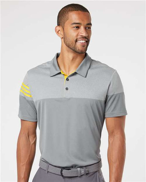 Adidas - A213 - Heathered 3-Stripes Colorblocked Polo