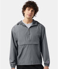 7378 Hooded Packable Quarter Zip Jacket