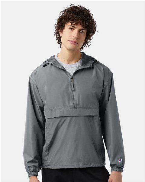 7378 Hooded Packable Quarter Zip Jacket