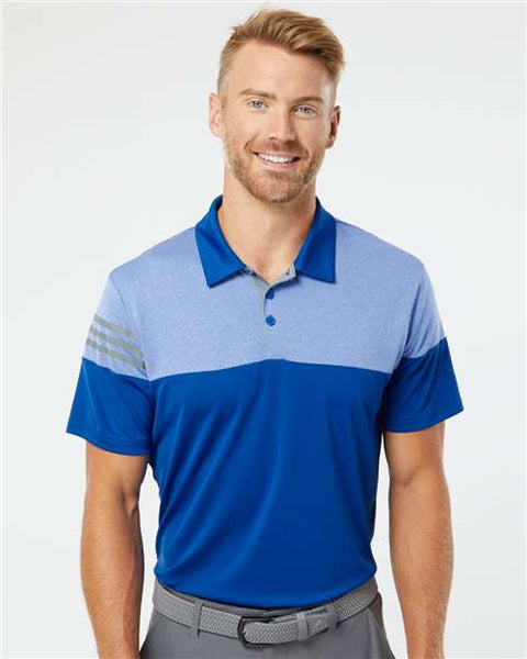 Adidas - A213 - Heathered 3-Stripes Colorblocked Polo