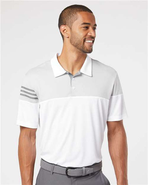 Adidas - A213 - Heathered 3-Stripes Colorblocked Polo