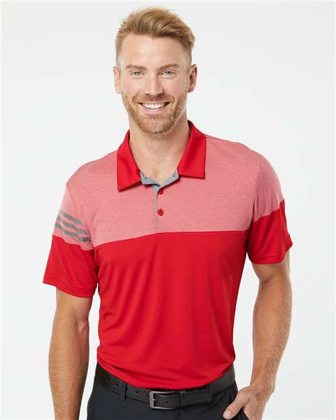 Adidas - A213 - Heathered 3-Stripes Colorblocked Polo