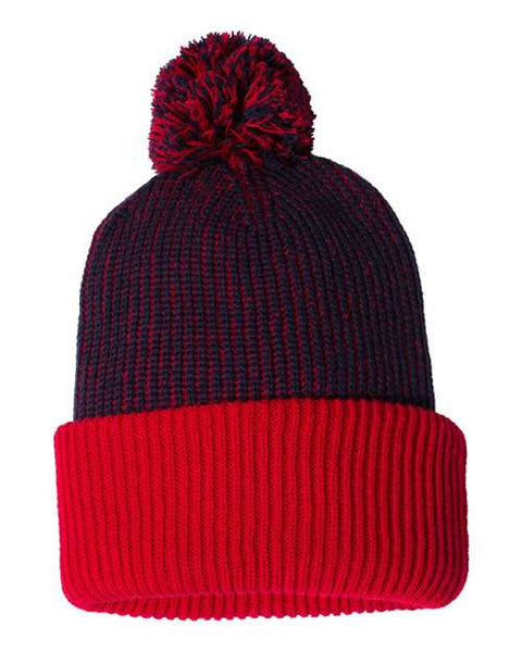 Sportsman - SP70 - 12" Speckled Pom-Pom Cuffed Beanie