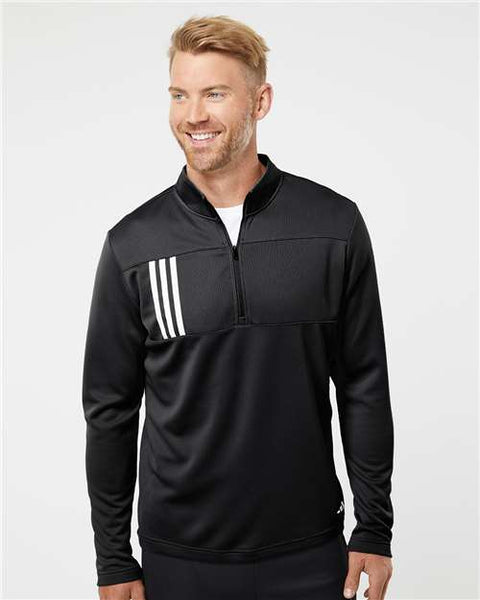 Adidas - A482 - 3-Stripes Double Knit Quarter-Zip Pullover