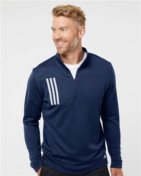 Adidas - A482 - 3-Stripes Double Knit Quarter-Zip Pullover