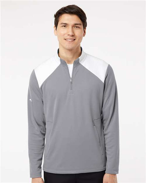 Adidas - A532 - Textured Mixed Media Quarter-Zip Pullover